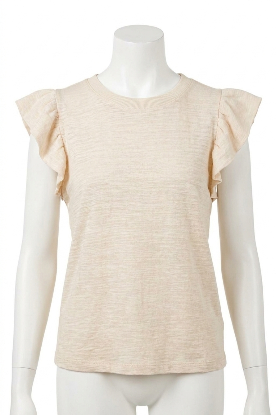 NEW AND THE WHY going astray ruffle sleeve tee in ivory